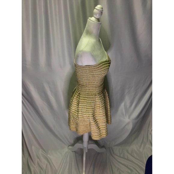 Strapless Gold Shimmer Mini Dress Size 2 Small - Picture 6 of 9